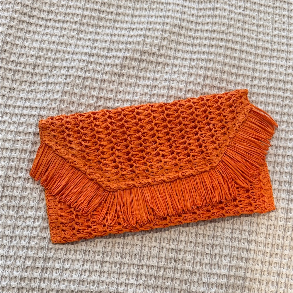 Shein Orange Woven Clutch Bag